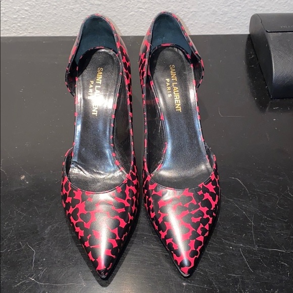 YSL Saint Laurent Pink/Black Heart Heels - Picture 5 of 8